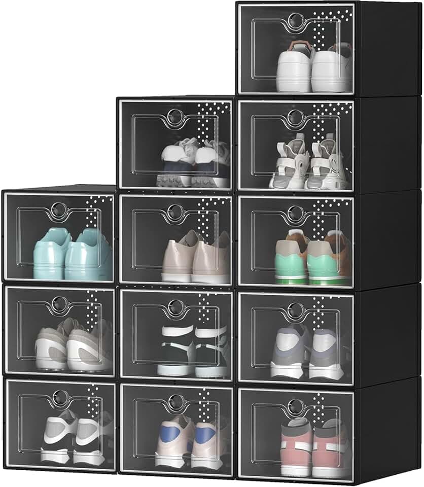 Large 12-Pack Shoe Storage Boxes for Sneakers