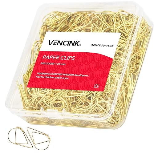300 Gold Drop-Shaped Paper Clips for Office and Crafts