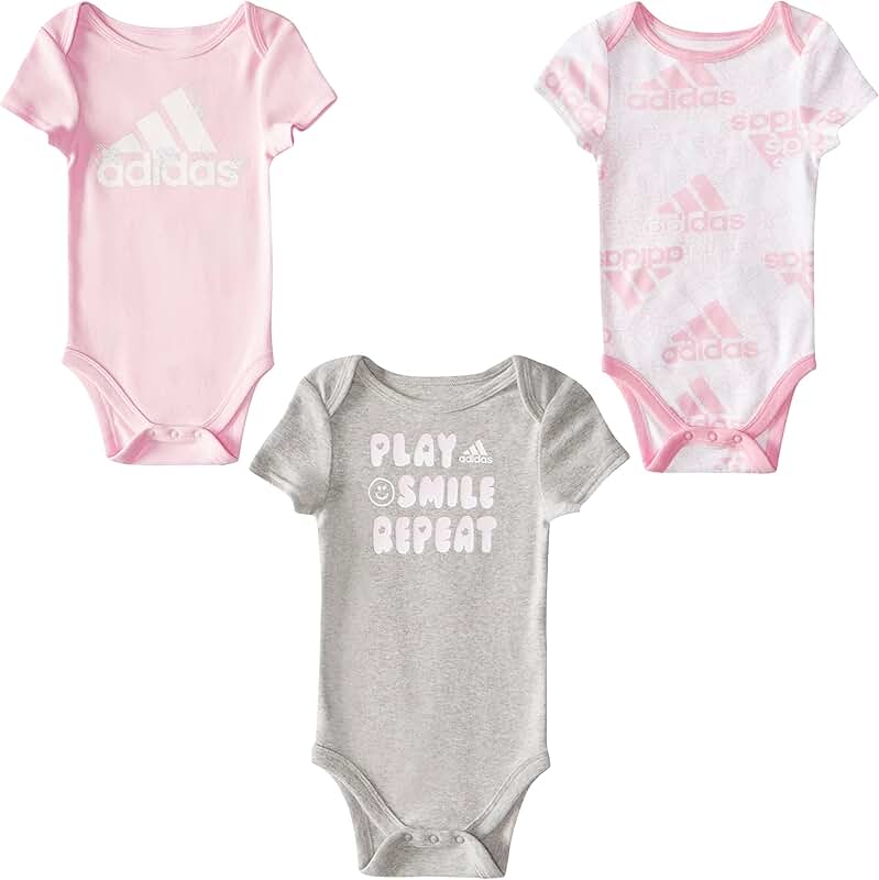 Baby Girls Short Sleeve Bodyshirt Set in Pink, White, Grey