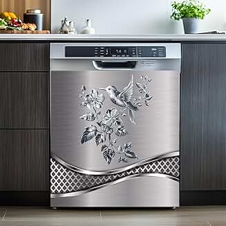 Magnetic Dishwasher Cover with Bird and Flower Pattern