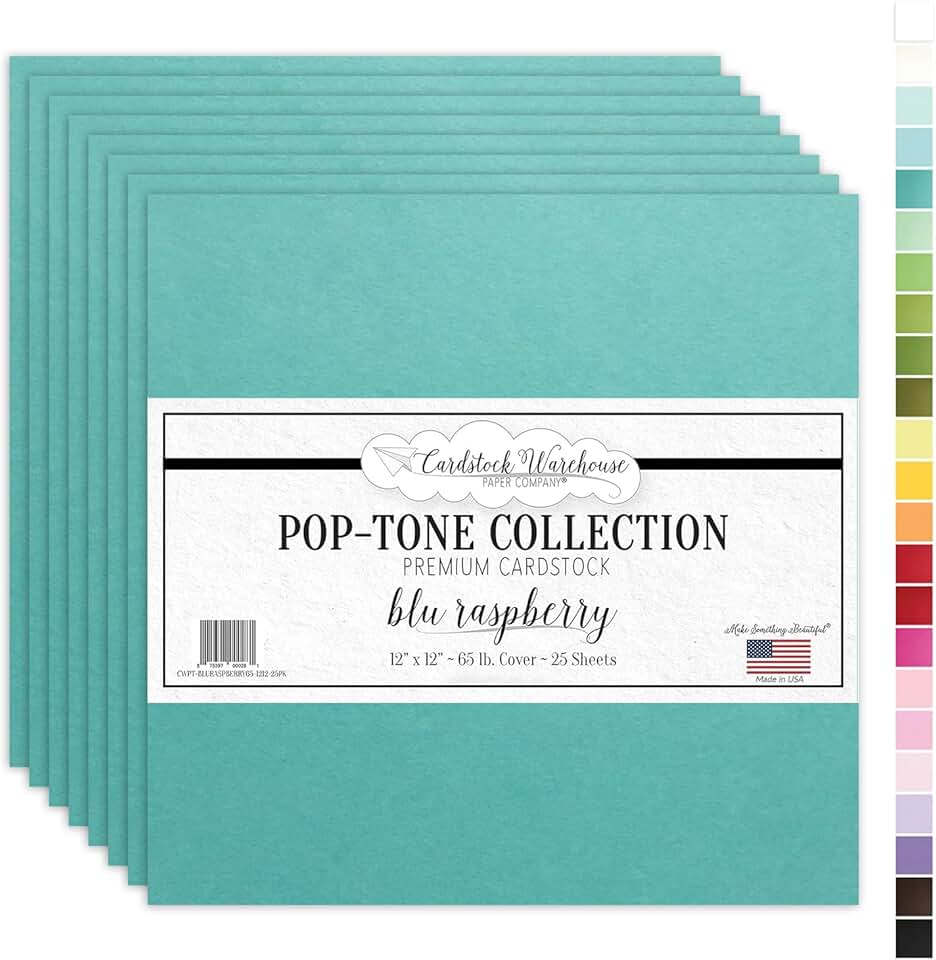 25 Sheets of 12x12" Blu Raspberry Teal Cardstock