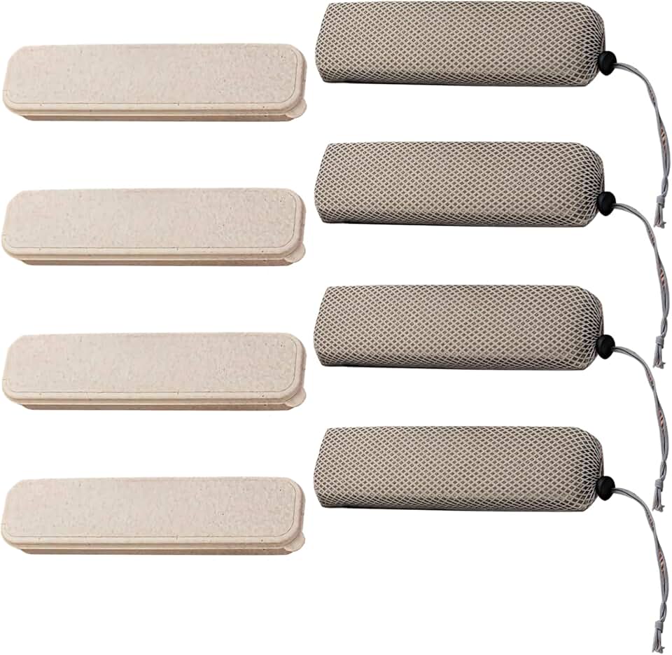 4-Pack Portable Wheat Straw Utensil Cases for Travel