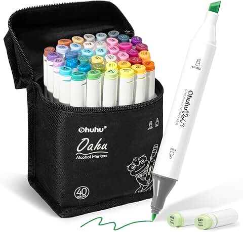 Alcohol marker set with 40 colors and dual tips