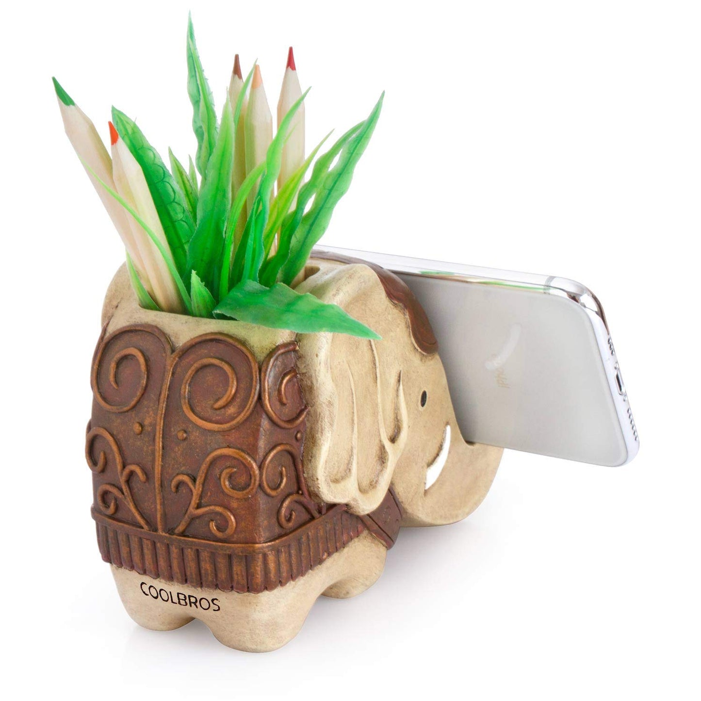 Elephant-Shaped Pen and Phone Holder for Desk