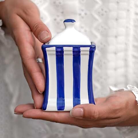 Small ceramic herb and spice jar with lid