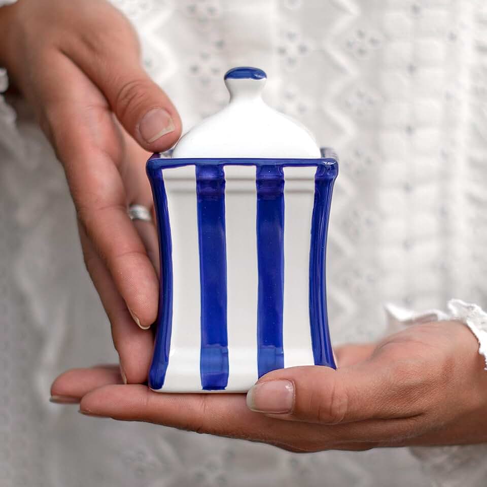 Small ceramic herb and spice jar with lid