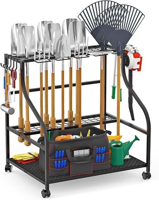 3-Tier Garden Tool Organizer with Wheels