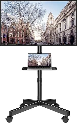 Mobile TV Stand with Tilt and Adjustable Shelf