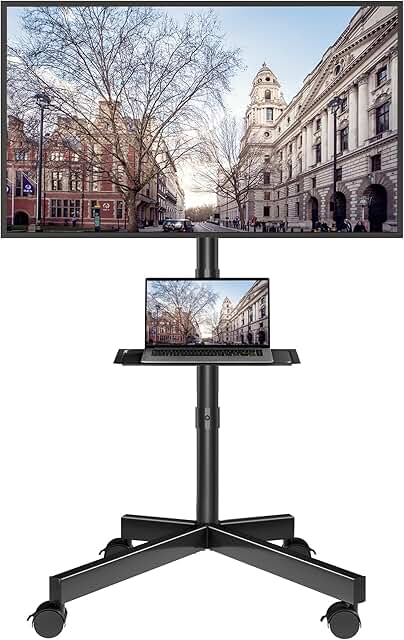 Mobile TV Stand with Tilt and Adjustable Shelf