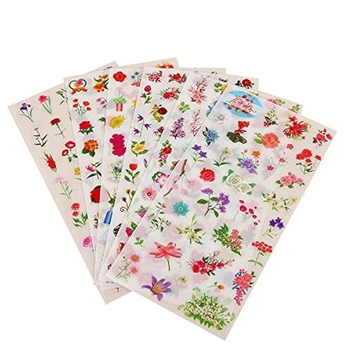Set of 18 floral transparent stickers for planning and decorating