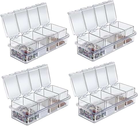 Set of 4 clear seasoning boxes with spoons and 16 spice jars