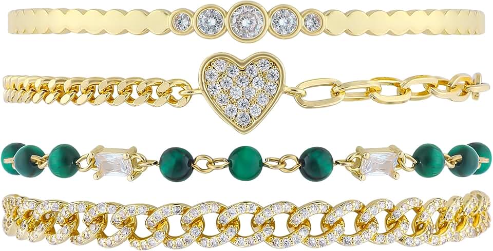 Gold Stackable Bracelets Set for Women