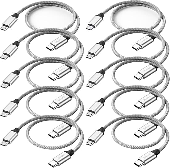 1ft braided USB C to Micro USB cable, 10-pack