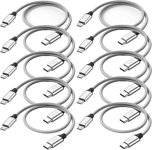 1ft braided USB C to Micro USB cable, 10-pack