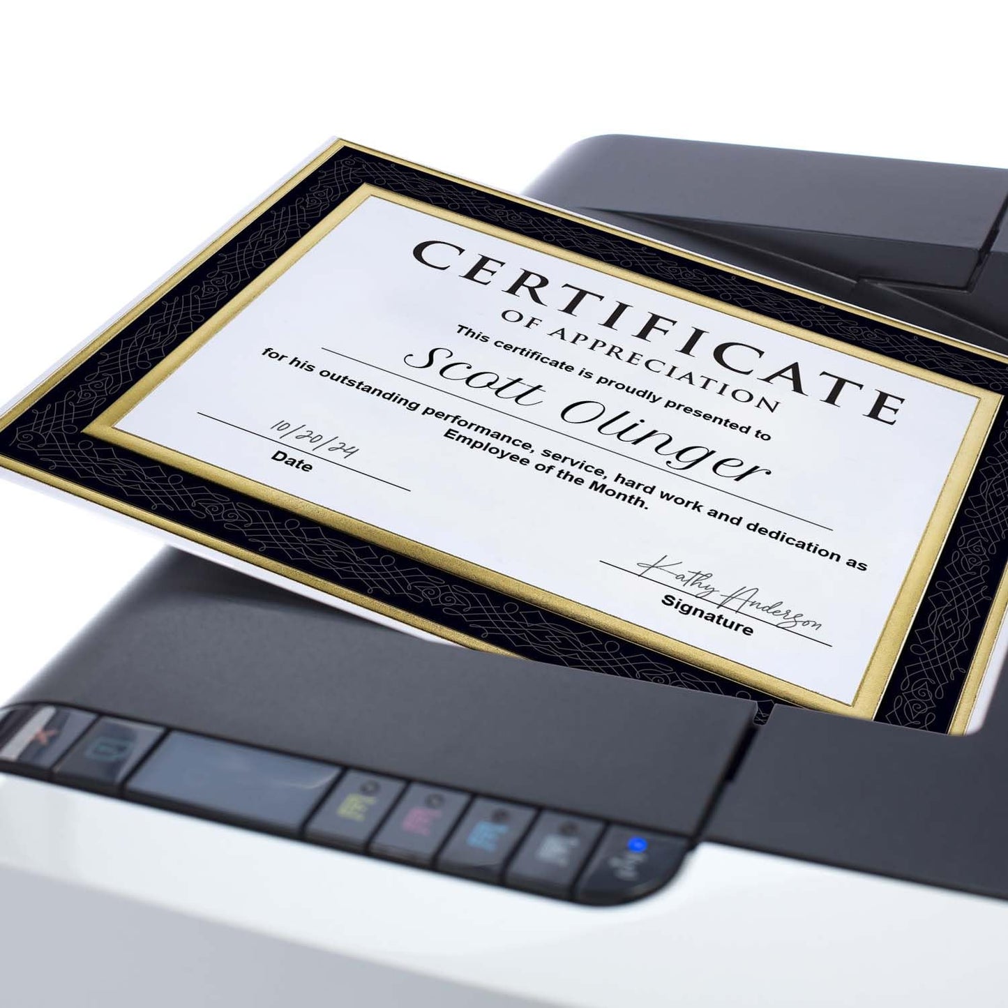 Black Frame Gold Foil Certificate Set, 8.5” x 11”, 15 Pack