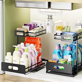 Two Metal Under Sink Storage Organizers with Baskets
