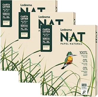 Letter size natural sugarcane pulp printer paper, 3 reams
