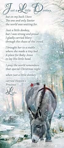 Christmas cards with donkey and cardinal design, 10-pack