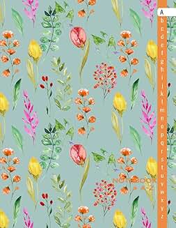 Alphabetical Lined Notebook with A-Z Tabs and Floral Design