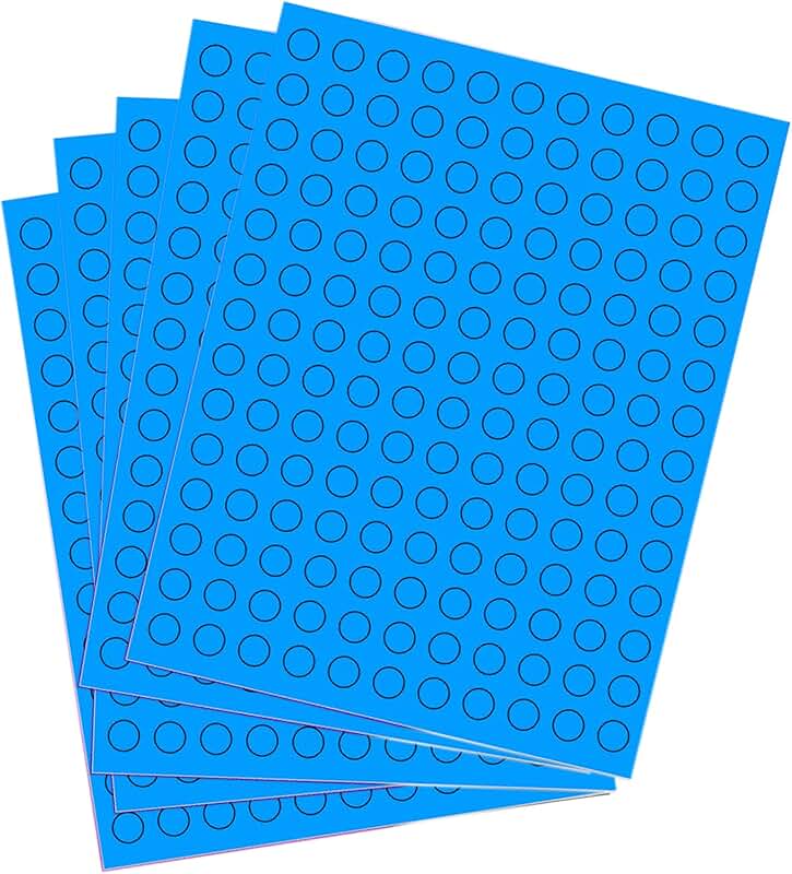 Blue 1/2" Round Labels, 10 Sheets, Matte Finish