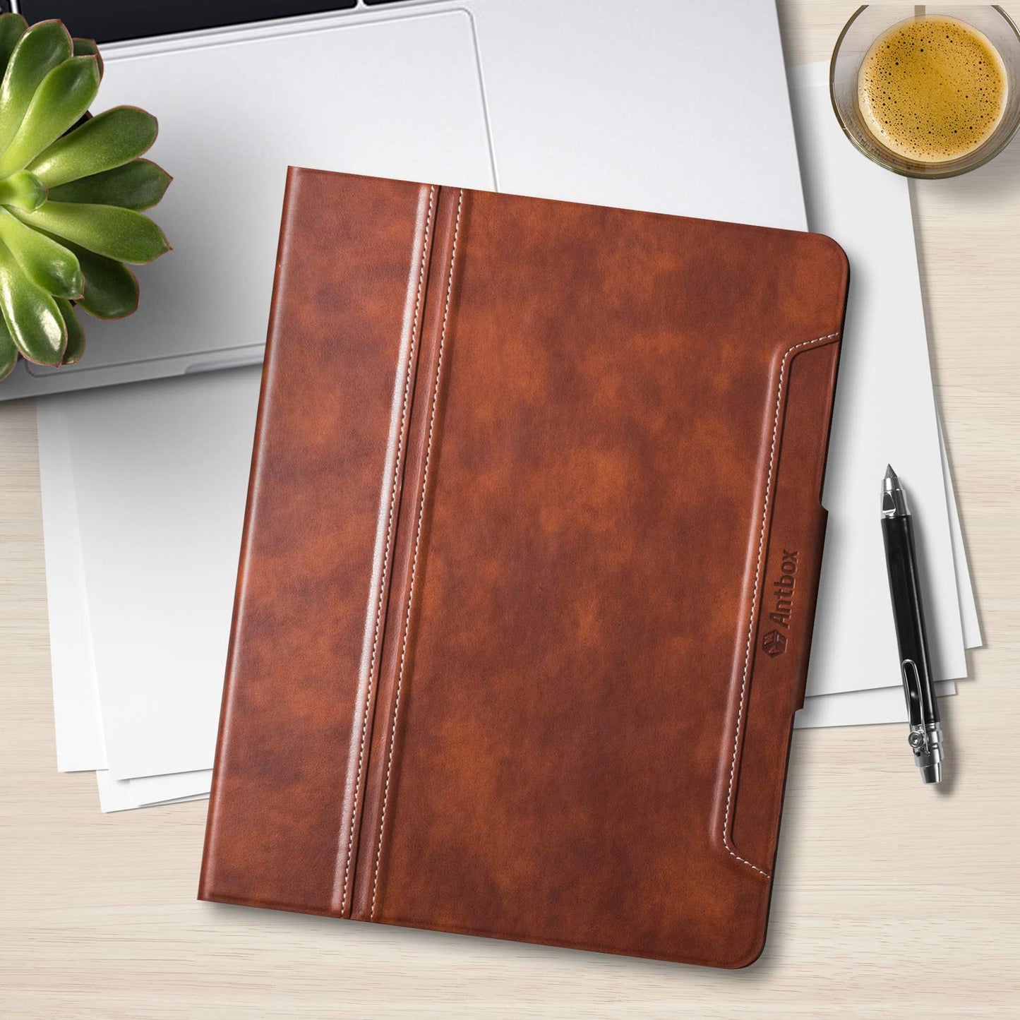 Compatible with iPad Air 5th Generation Case 2022/ iPad Air Case 4th Generation 10.9'' 2020 Vegan Leather with Pencil Holder Typing Angle Auto Sleep/Wake Muti-Stand iPad Air 5/4 Case (Brown)