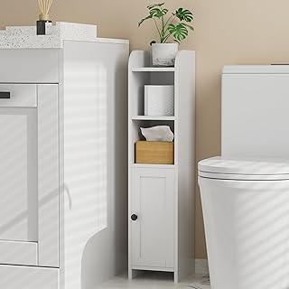 Small Bathroom Corner Floor Cabinet with Door and Shelves