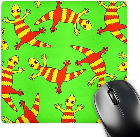 Cute Green and Yellow Lizard Mouse Pad