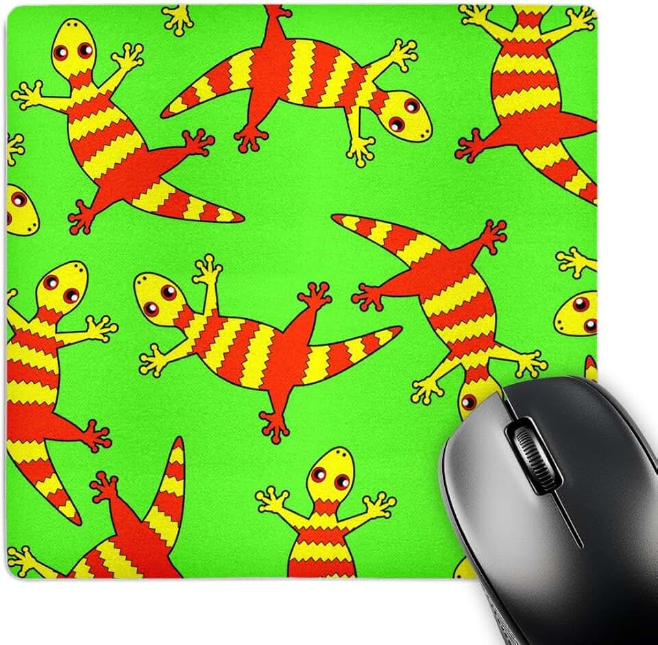 Cute Green and Yellow Lizard Mouse Pad