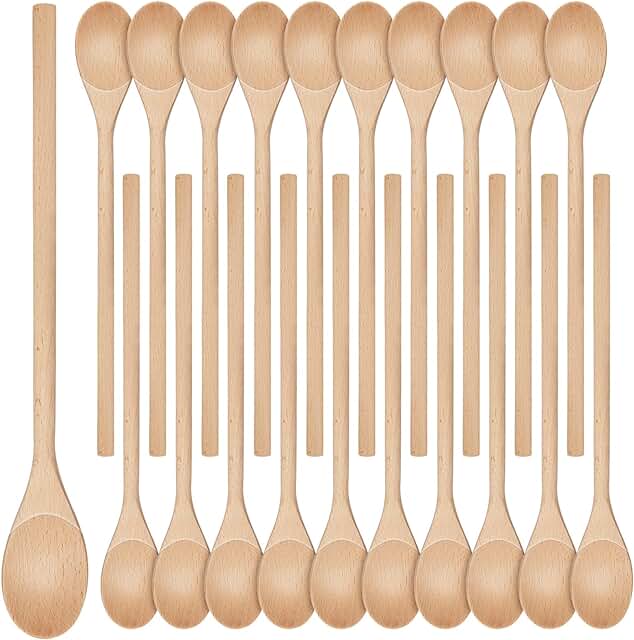 40 Wooden Kitchen Spoons, 12 Inch, Long Handle, Bulk