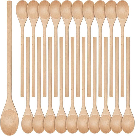 Set of 6 Wooden Cooking Spoons with Comfortable Grip
