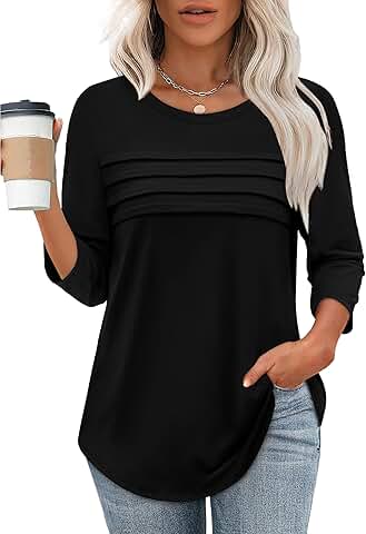 Women's 3/4 Sleeve Casual Dressy Blouse Tunic S-3XL