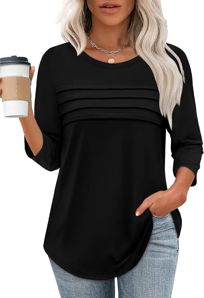 Women's 3/4 Sleeve Casual Dressy Blouse Tunic S-3XL