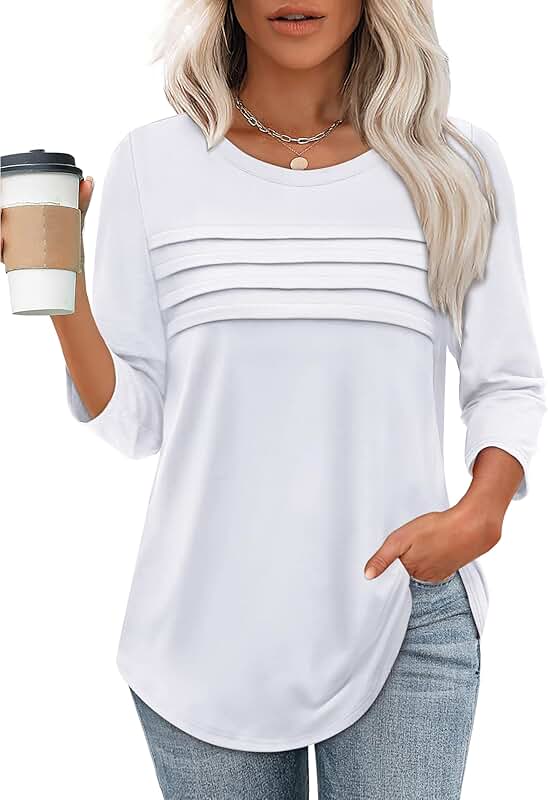 Women's 3/4 Sleeve Casual Dressy Blouse Tunic S-3XL