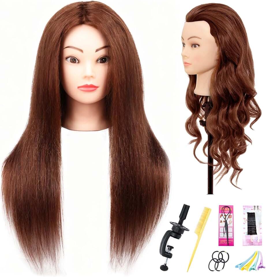 Real Human Hair Mannequin Head for Hair Styling Practice
