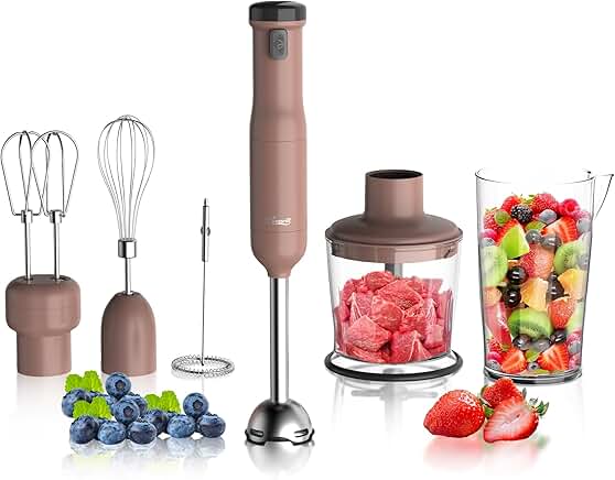 6-in-1 Cordless Hand Blender with Beaker and Accessories
