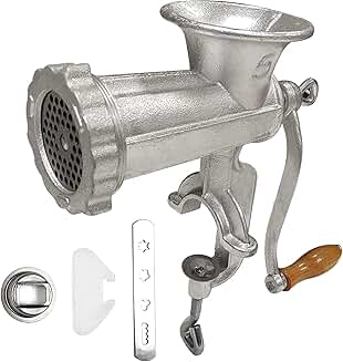 Cast Iron Meat Grinder with Clamp and Steel Cutter