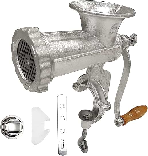 Cast Iron Meat Grinder with Clamp and Steel Cutter