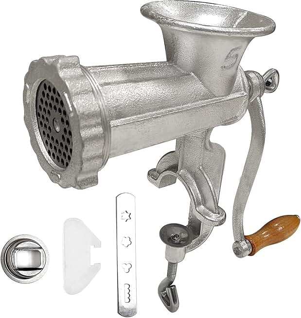 Cast Iron Meat Grinder with Clamp and Steel Cutter