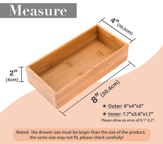Bamboo Office and Makeup Organizer Box 8x4 inches