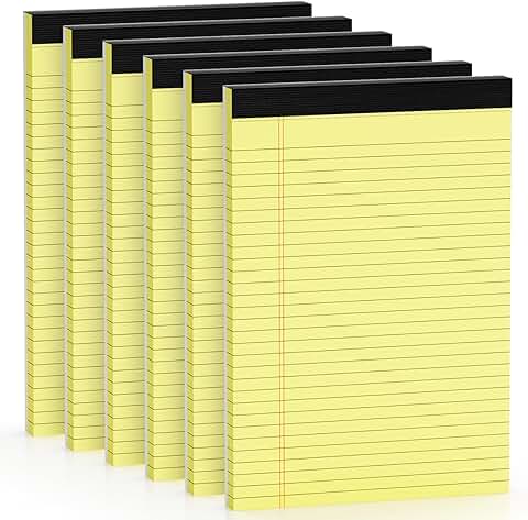 8.5 x 11 inch Wide Ruled Legal Pads, 6 Pack