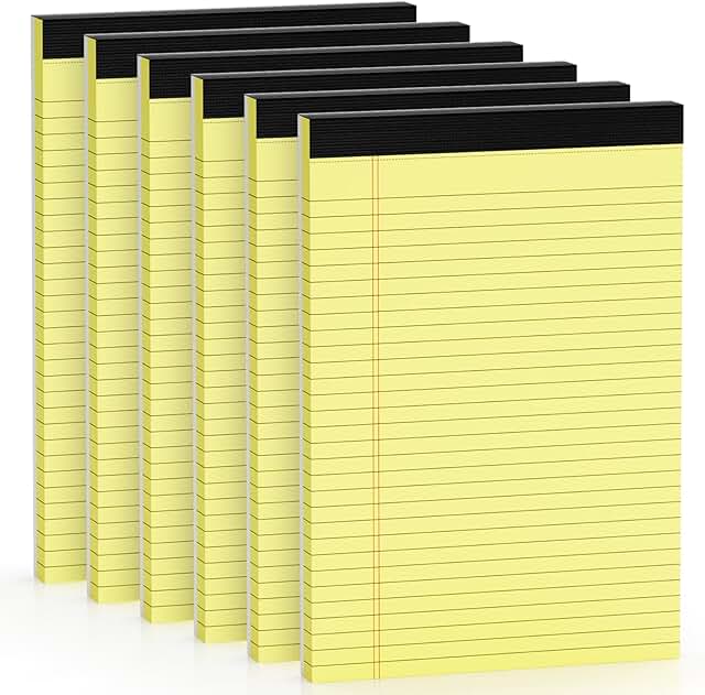 8.5 x 11 inch Wide Ruled Legal Pads, 6 Pack
