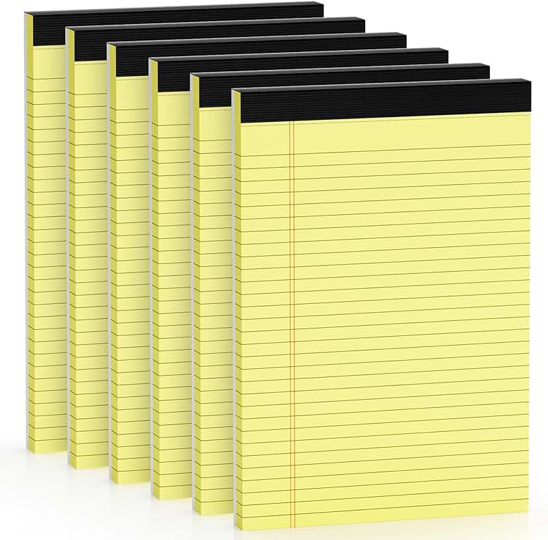 8.5 x 11 inch Wide Ruled Legal Pads, 6 Pack