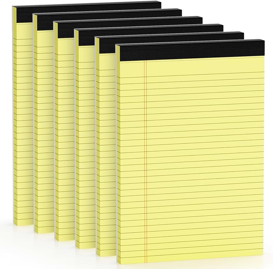 8.5 x 11 inch Wide Ruled Legal Pads, 6 Pack