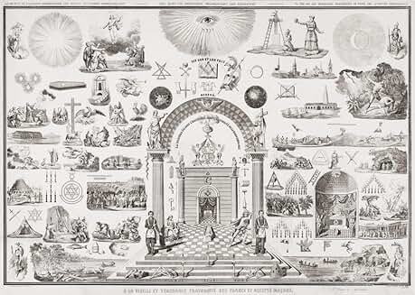 Allegory of Freemasonry with Temple Gate Scene