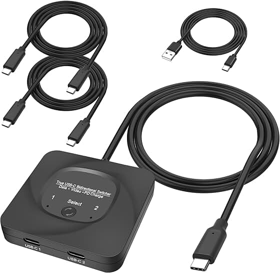 USB C Switcher 1 in 2 Out/2 in 1 Out, 8K@60Hz, 4K@120Hz