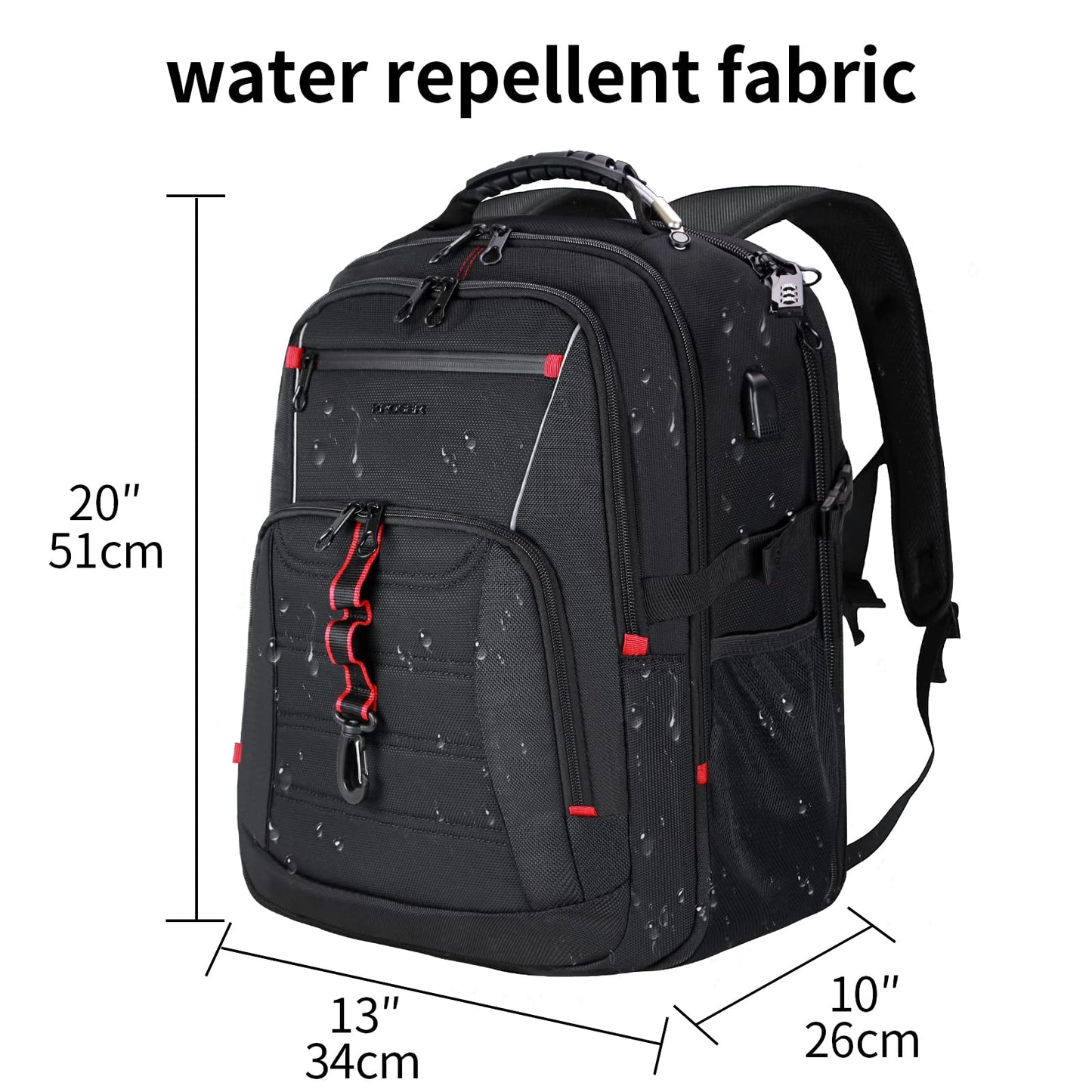 Travel Laptop Backpack 18.4 inch XXXL Computer Backpack Stylish College Backpack with RFID Pockets USB Charging Port REFLECTIVE STRIPS Water-Repellent Day pack for School/Business/Men