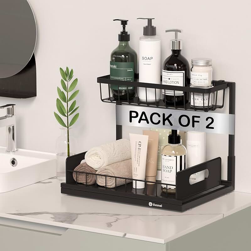 Two-Tier Under Sink Organizer with Pull-Out Shelves