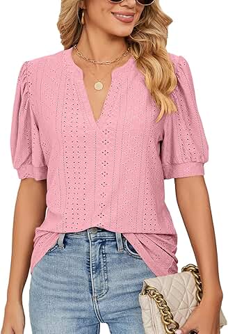 Women's Casual V-Neck Blouses for Summer
