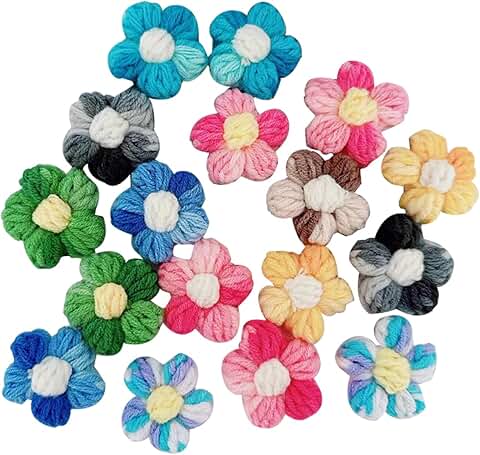 100 Pcs Crochet Flowers for Crafts and Accessories
