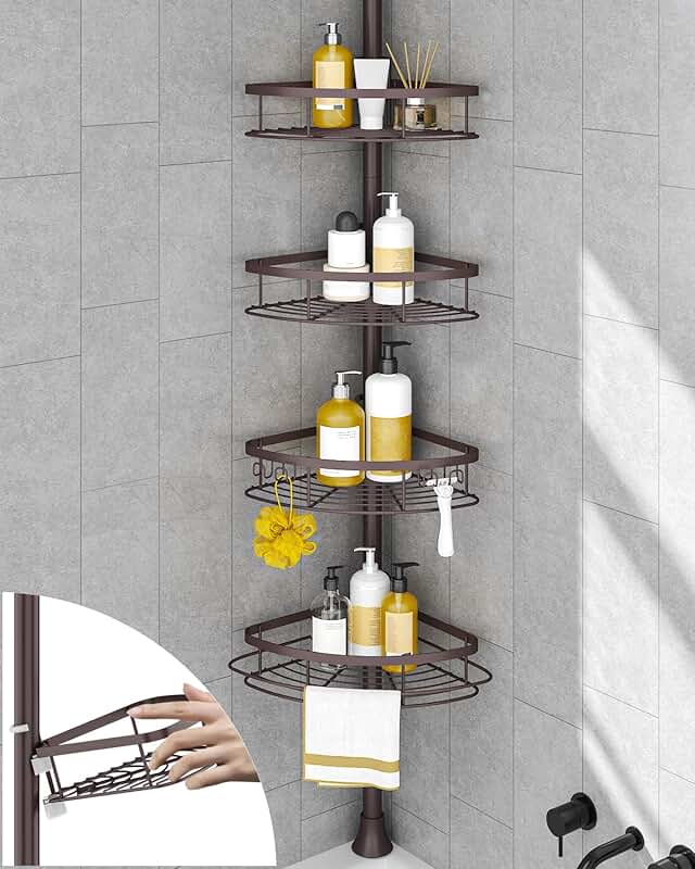 Rustproof Shower Corner Caddy with 4 Baskets